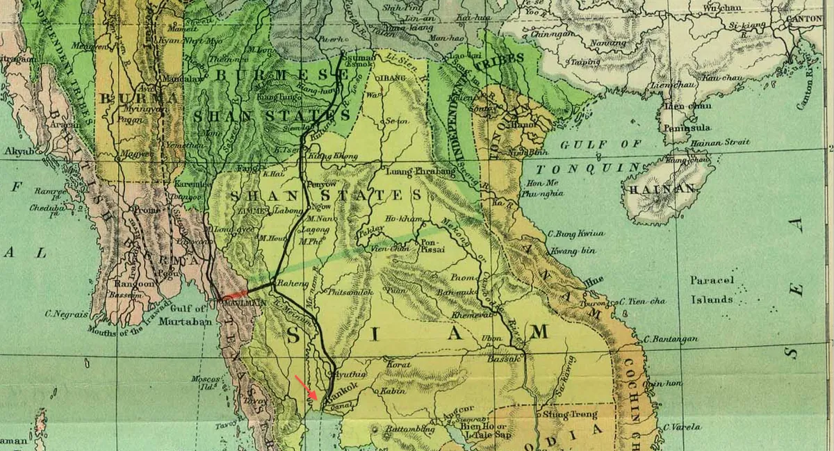 แผนที่กรุงเทพฯ ปี 1886 จาก Scottish Geographical Magazine